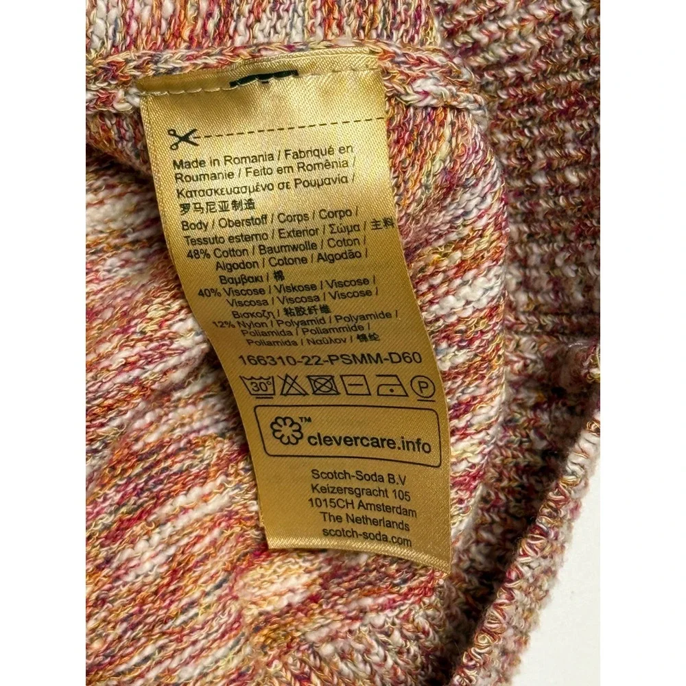 Scotch & Soda Mens Space Dye‎ Knit Crewneck Sweater Orange Red Melange Size M